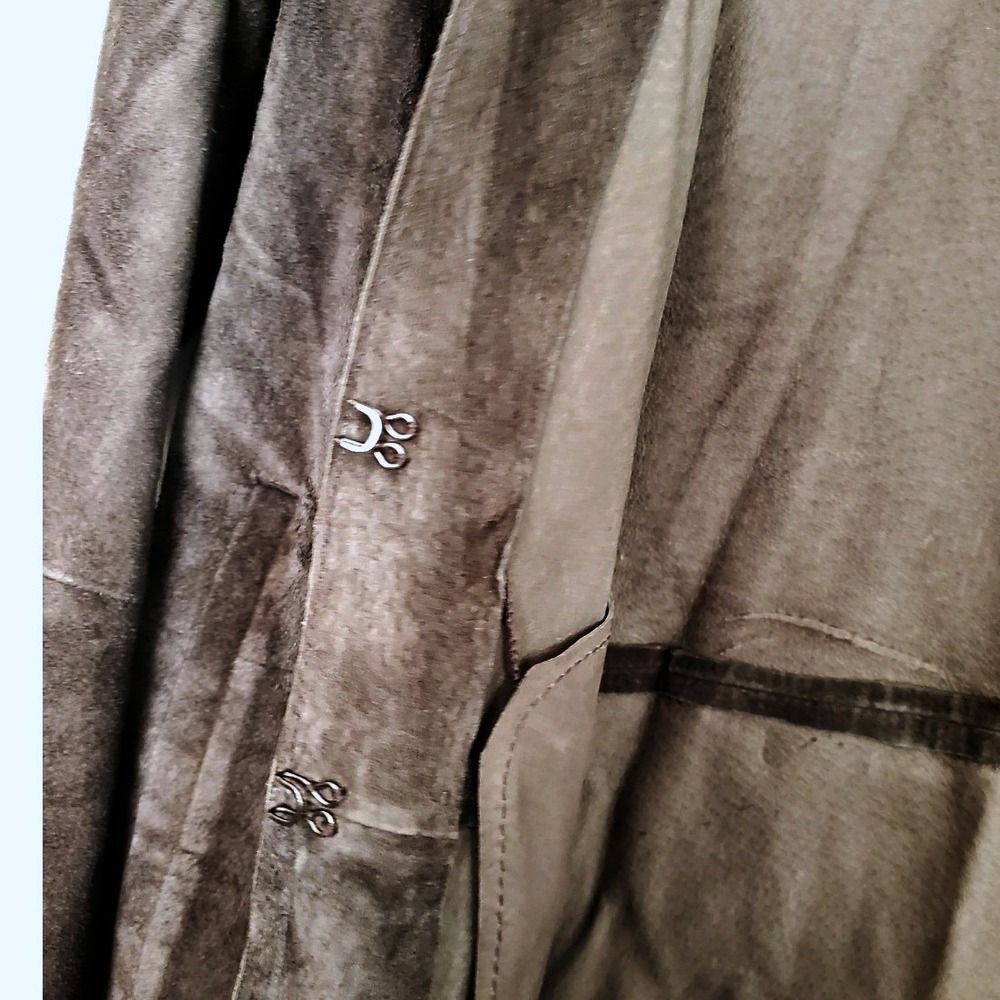 Chocolate Brown Suede Jacket Cardigan Classic Minimalist Boho Chic Size M - Picture 5 of 8